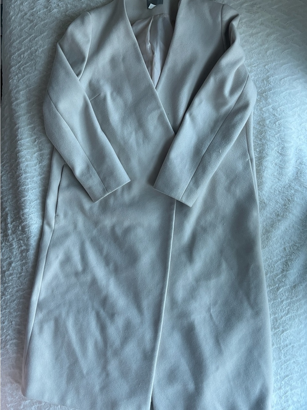 ASOS Long Sleeve V-Neck Coat Dress in Light Gray
